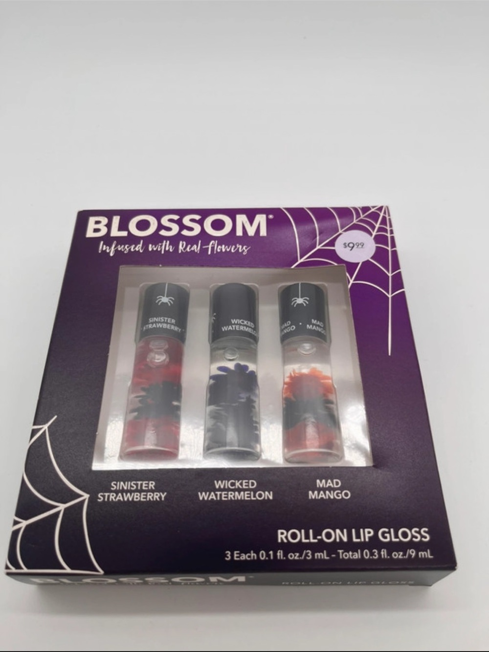 Blossom Roll-On Lip Gloss Trio - Red, Purple, Orange